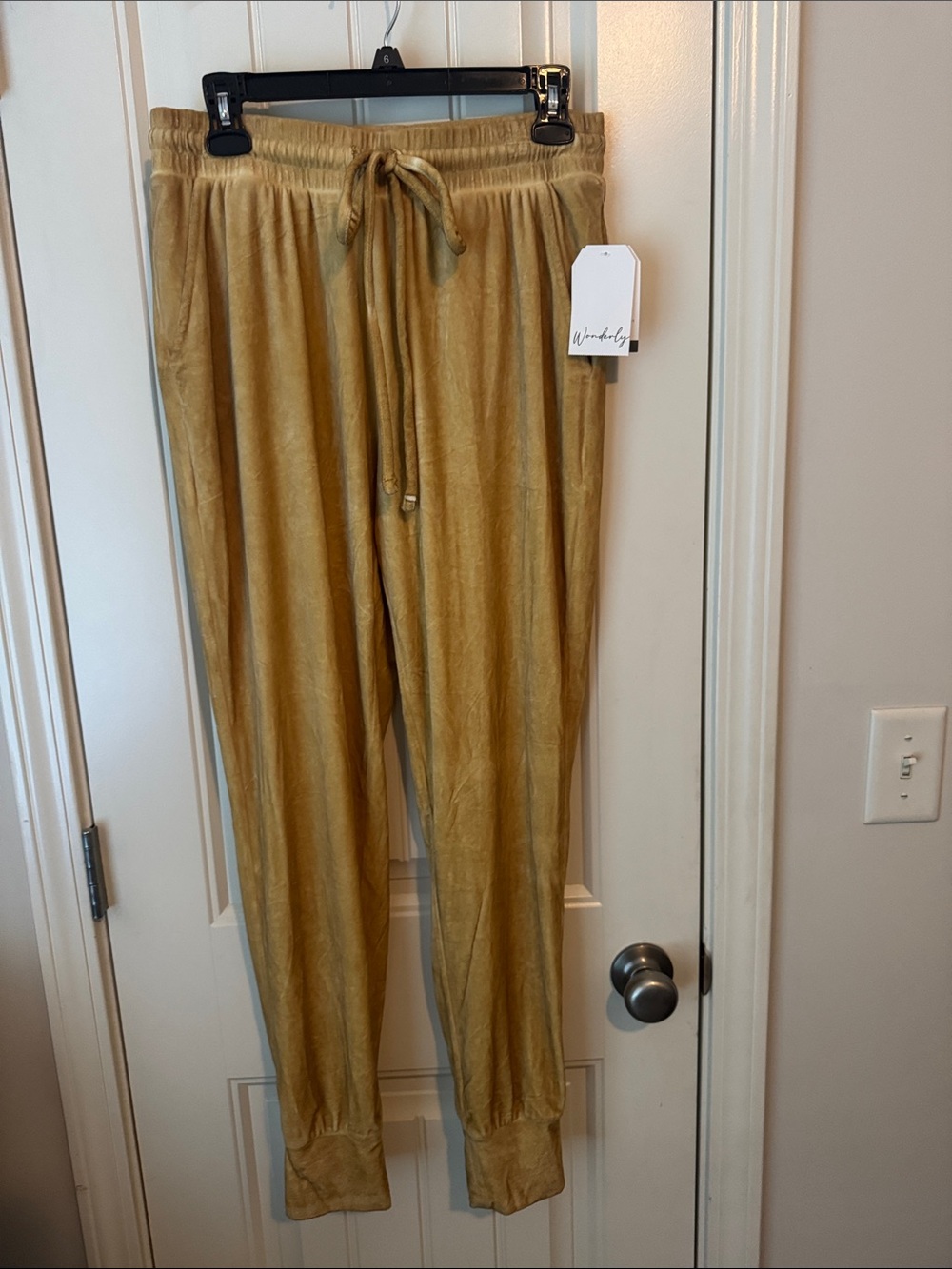 Wonderly Mustard Gold Velvet Jogger Pants